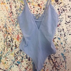 Baby Blue Deep Cut Going out Body Suit